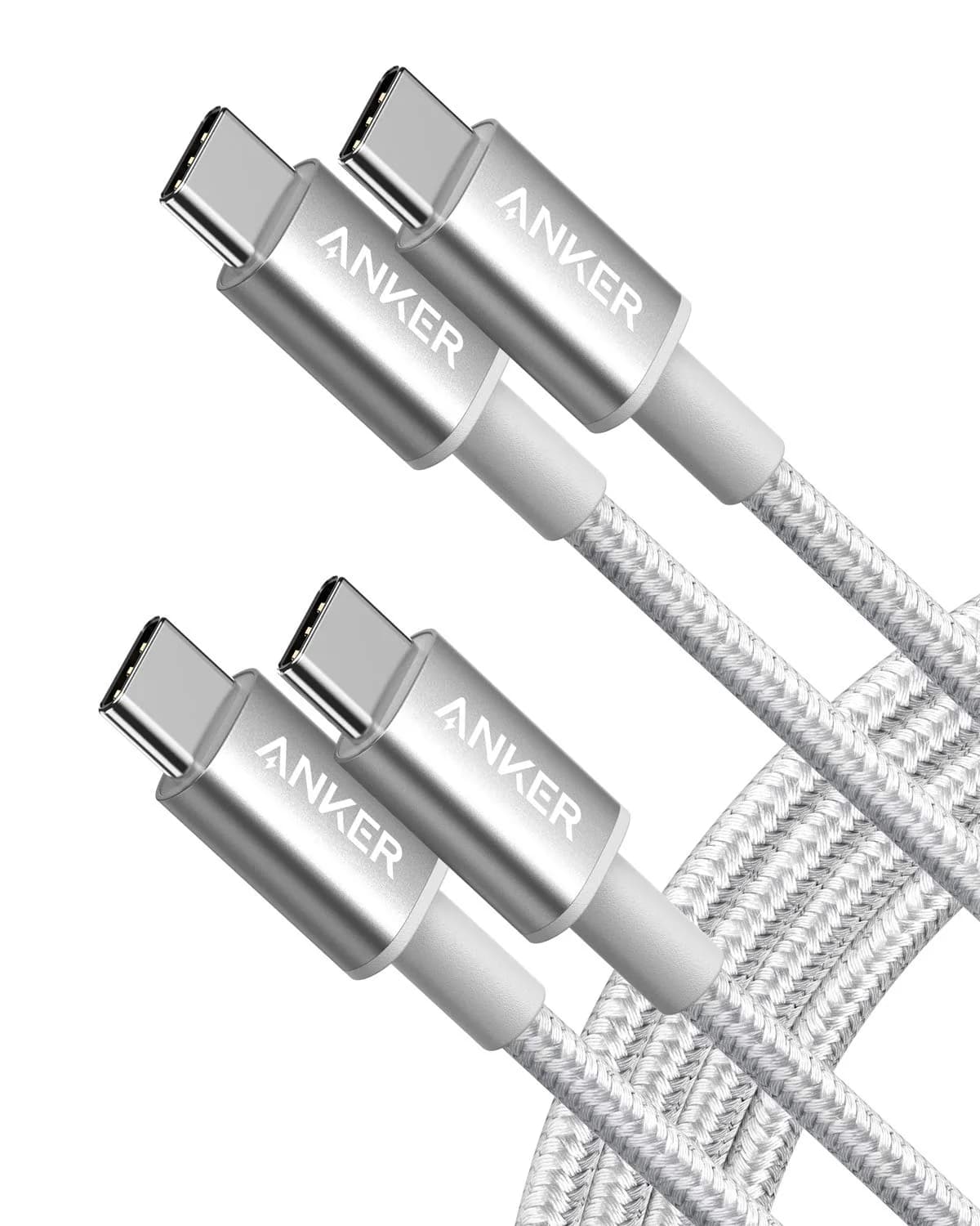 Anker USB C to USB C Cable, 60W Fast Charging Cable (2-Pack, 6 ft / 1.8m, Silver) | Supports 480 Mbps Data Transfer