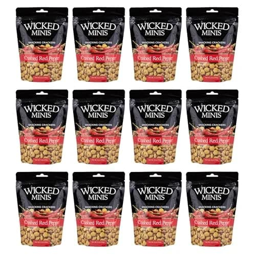Wicked Mix Soup & Oyster Crackers - Saltine & Salted Flavored Mini Puffed Soup, Savory Snacking Mix, Seasoned Croutons Salad Toppers, Crackers for Chili 6oz (Crushed Red Pepper, Pack of 12) thumbnail 1