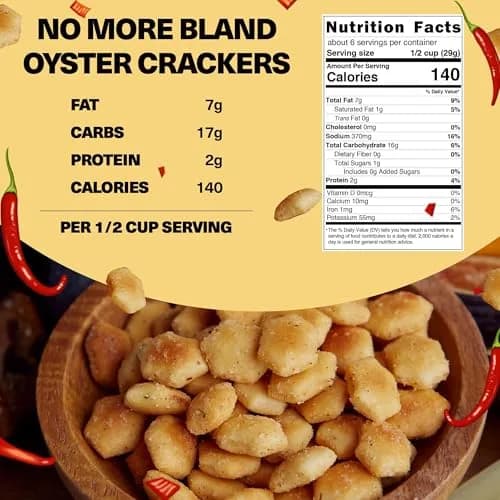 Wicked Mix Soup & Oyster Crackers - Saltine & Salted Flavored Mini Puffed Soup, Savory Snacking Mix, Seasoned Croutons Salad Toppers, Crackers for Chili 6oz (Crushed Red Pepper, Pack of 12) thumbnail 4