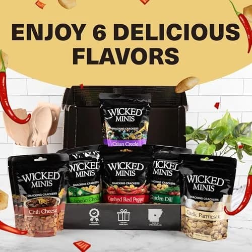 Wicked Mix Soup & Oyster Crackers - Saltine & Salted Flavored Mini Puffed Soup, Savory Snacking Mix, Seasoned Croutons Salad Toppers, Crackers for Chili 6oz (Crushed Red Pepper, Pack of 12) thumbnail 6