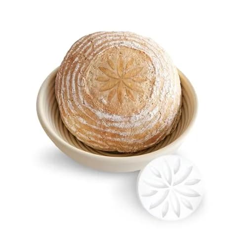 Talisman Designs Bread Proofing Basket with Embosser | 9-Inch Round Dough Rising Bowl | Perfect Crust & Artisan Loaves thumbnail 1