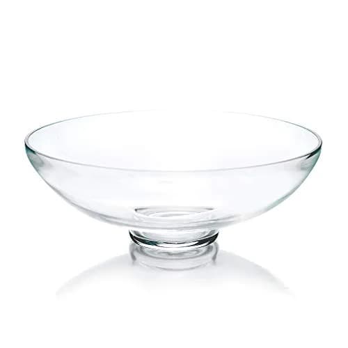 CYS EXCEL Glass Decorative Footed Bowl (D:12" H:4.5") | Crystal Clear, Hand-Blown, Versatile Centerpiece thumbnail 1