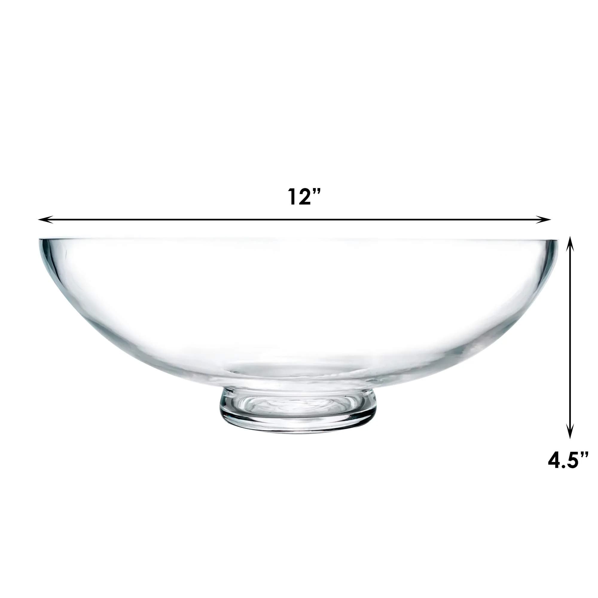 CYS EXCEL Glass Decorative Footed Bowl (D:12" H:4.5") | Crystal Clear, Hand-Blown, Versatile Centerpiece - view 2