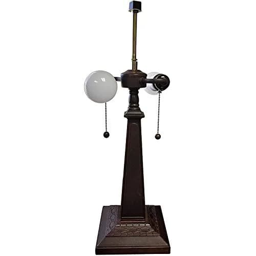 Amora Tiffany Style Table Lamp Banker Mission 22" Tall Stained Glass Multicolor | Vintage Antique Night Stand Living Room Bedroom Decor thumbnail 7