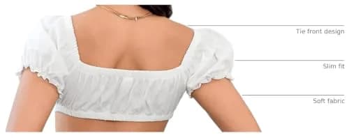 SweatyRocks Women's V Neck Crop Top Tie Front Short Sleeve | Sexy Summer Casual thumbnail 4