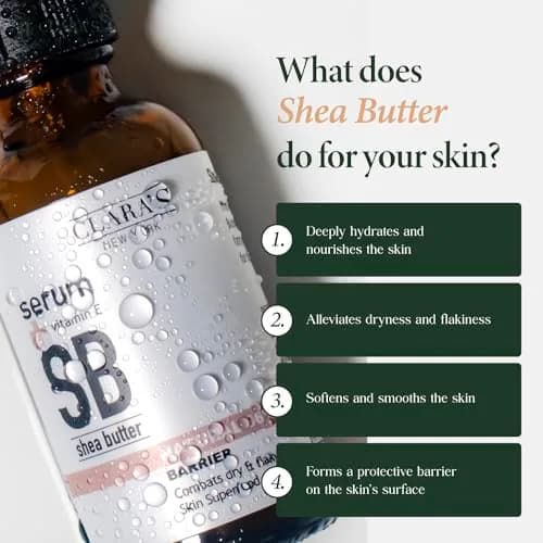 CLARA'S NEW YORK Shea Butter Facial Serum with Vitamin E 30ml | Hydrating & Soothing Daily Face Serum thumbnail 2