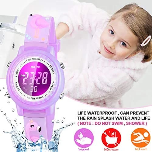 Viposoon Kids Watch Flamingo Purple 35mm (1.4in) | Fun 3D Cartoon Design for Girls Ages 4-8 thumbnail 4
