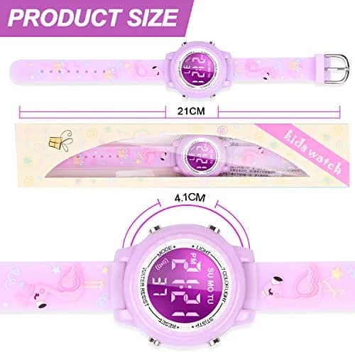 Viposoon Kids Watch Flamingo Purple 35mm (1.4in) | Fun 3D Cartoon Design for Girls Ages 4-8 thumbnail 6