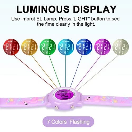 Viposoon Kids Watch Flamingo Purple 35mm (1.4in) | Fun 3D Cartoon Design for Girls Ages 4-8 thumbnail 3