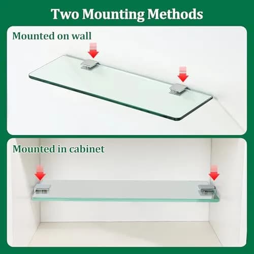 SAYAYO Glass Shelf Brackets Adjustable for 6-10 mm Shelf | Durable Chrome Finish thumbnail 5