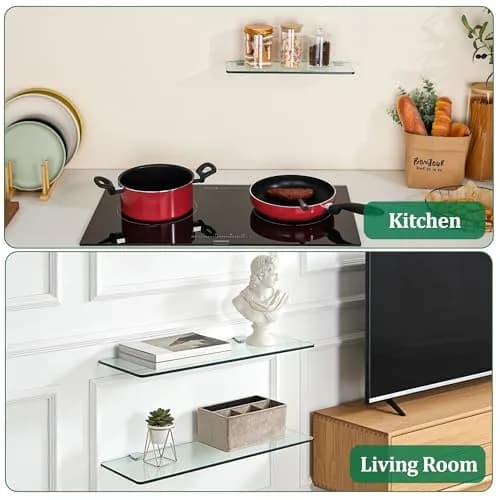SAYAYO Glass Shelf Brackets Adjustable for 6-10 mm Shelf | Durable Chrome Finish thumbnail 6