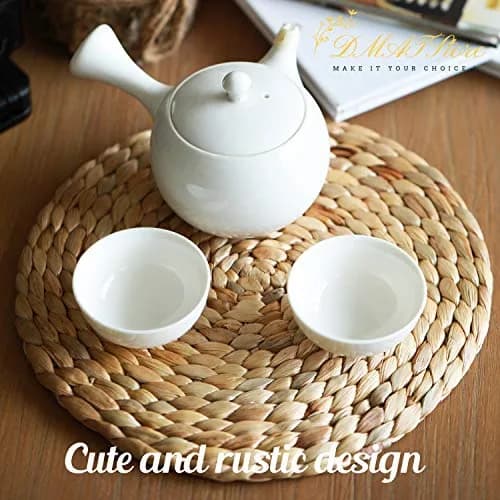DMATSTORE Water Hyacinth Placemats - Round Woven Placemats - Trivets for Hot Dishes (Seagrass11.8-6pcs) | Rustic Heat-Resistant Table Decor thumbnail 6
