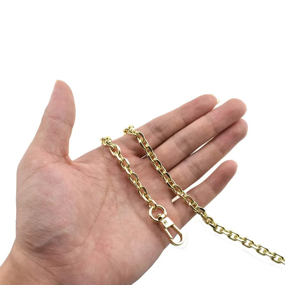 HAHIYO Mini Pochette Purse Chain Strap 55.1 Inches | 6mm Wide Bronze for Shoulder & Crossbody — LightGold 15.7 Inches Length