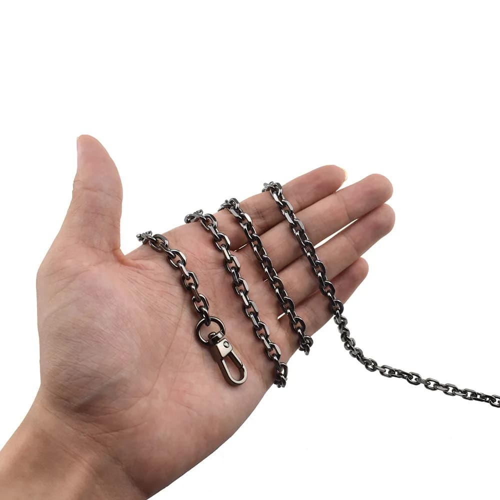 HAHIYO Mini Pochette Purse Chain Strap 55.1 Inches | 6mm Wide Bronze for Shoulder & Crossbody — Black 31.5 Inches Length
