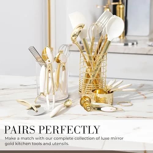 Styled Settings White & Gold Cooking Utensils Set, 8-Piece | Glamorous Kitchen Tools for Modern Homes thumbnail 6