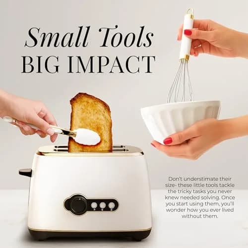 Styled Settings White & Gold Cooking Utensils Set, 8-Piece | Glamorous Kitchen Tools for Modern Homes thumbnail 3