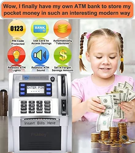 Fishboy ATM Piggy Bank for Kids with Power-Off Memory & Debit Card | Real Money Saving Toy thumbnail 5