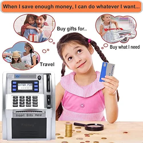 Fishboy ATM Piggy Bank for Kids with Power-Off Memory & Debit Card | Real Money Saving Toy thumbnail 3