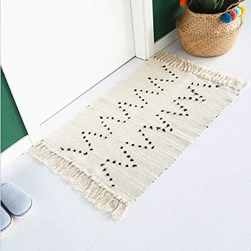 UKELER Hand Woven Rug, Boho 2'x3' | Washable Cotton Area Rug for Home (70-120 chars) thumbnail 1