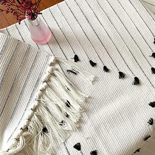 UKELER Hand Woven Rug, Boho 2'x3' | Washable Cotton Area Rug for Home (70-120 chars) thumbnail 5