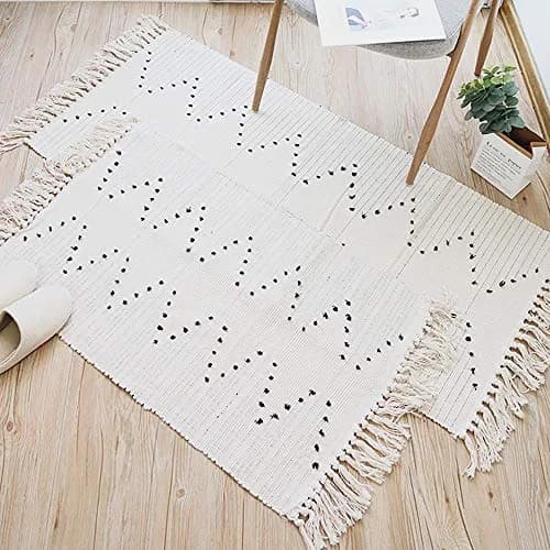 UKELER Hand Woven Rug, Boho 2'x3' | Washable Cotton Area Rug for Home (70-120 chars) thumbnail 2
