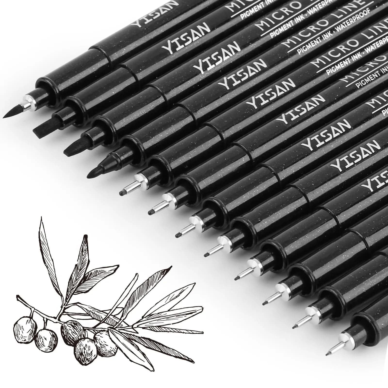 YISAN Ultra Fine Tip Pens Black 0.25mm | No Bleed, Precise Drawing, 6 PCS — Black