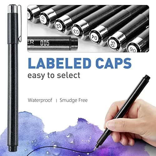 YISAN Micro Fineliner Pens, Fine Tip Manga Markers for Artist Sketch Technical, Black, 12 Set | Smooth Ink Flow thumbnail 3