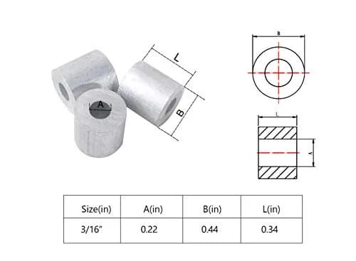 HIGOOD Wire Rope Stop Sleeve 3/16" Aluminum Alloy PK 50 | Strong Cable Fixing Solution thumbnail 2