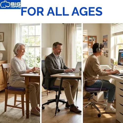 Big Hippo Memory Foam Chair Cushion 16.5in x 16.1in | Extra Thick Non-Slip Seat Pad for Home & Office thumbnail 8