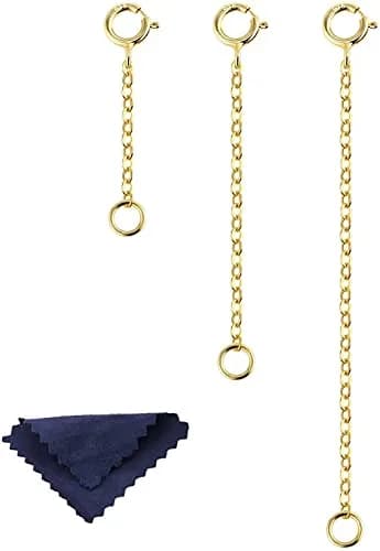 ALEXCRAFT 14K Gold Necklace Extender 925 Sterling Silver Chain Extension 1 2 3 inch | Jewelry Making thumbnail 1