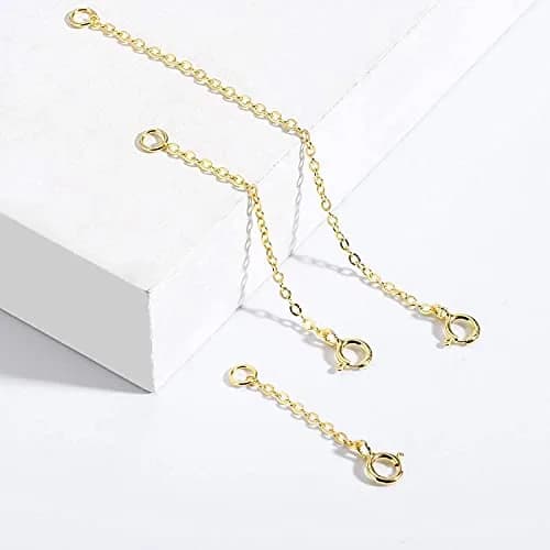 ALEXCRAFT 14K Gold Necklace Extender 925 Sterling Silver Chain Extension 1 2 3 inch | Jewelry Making thumbnail 5