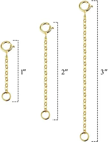 ALEXCRAFT 14K Gold Necklace Extender 925 Sterling Silver Chain Extension 1 2 3 inch | Jewelry Making thumbnail 4