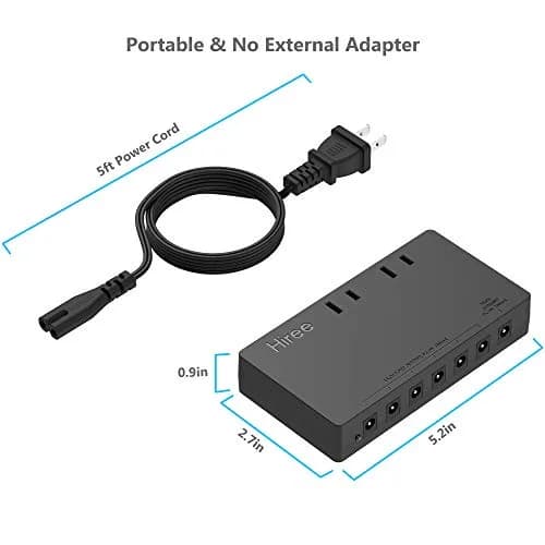 Hiree Guitar Pedal Power Supply 7 DC 9V Isolated Outputs & 2 AC Outlets | 156g (5.5oz) Compact Unit for Effect Pedal Boards thumbnail 5