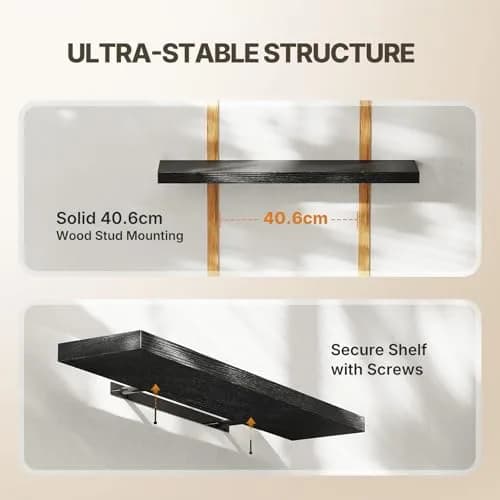 AMADA HOMEFURNISHING 24 Inch Floating Shelves with Invisible Brackets | Modern Faux Wood Wall Storage (70-120 chars) thumbnail 5