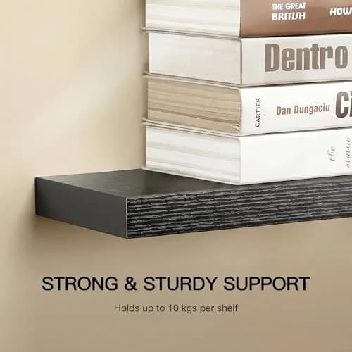 AMADA HOMEFURNISHING 24 Inch Floating Shelves with Invisible Brackets | Modern Faux Wood Wall Storage (70-120 chars) thumbnail 7