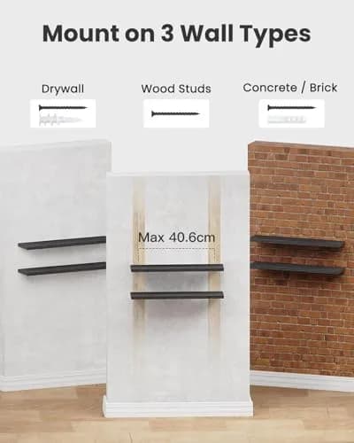 AMADA HOMEFURNISHING 24 Inch Floating Shelves with Invisible Brackets | Modern Faux Wood Wall Storage (70-120 chars) thumbnail 8