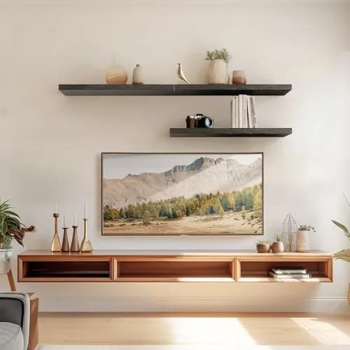 AMADA HOMEFURNISHING 24 Inch Floating Shelves with Invisible Brackets | Modern Faux Wood Wall Storage (70-120 chars) thumbnail 2