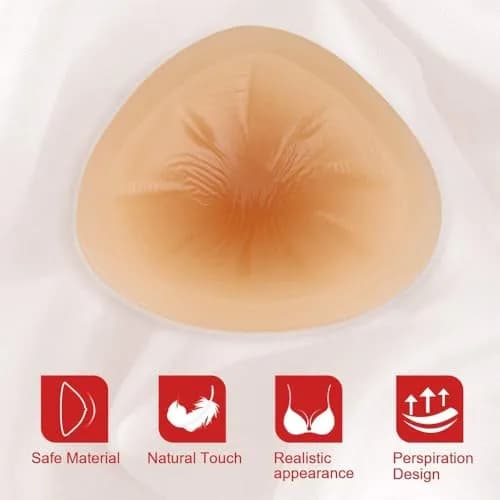 ONEFENG Triangle Silicone Breast Form Mastectomy Bra Enhancer Inserts 150g (5.29 oz) | Medical-Grade Silicone for Natural Feel thumbnail 2