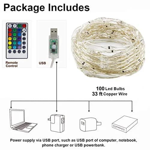 Twinkle Star Color-Changing Fairy Lights, 33Ft 100 LED, 16 Colors | USB-Powered Indoor String Lights thumbnail 7