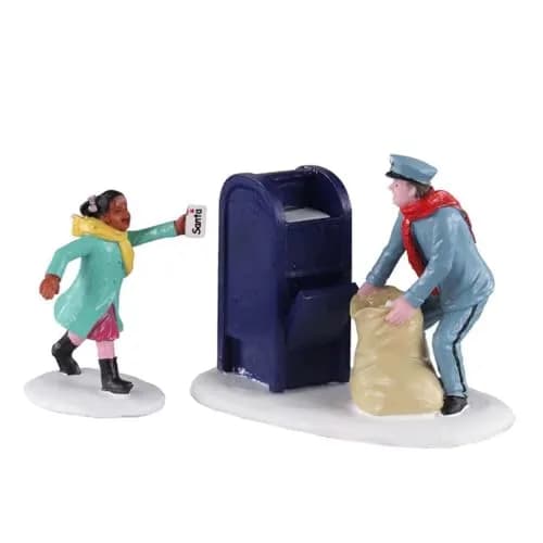Lemax Just in Time 02944 Christmas Village Figurine | Winter Village Scene with Snowy Girl & Postman thumbnail 1