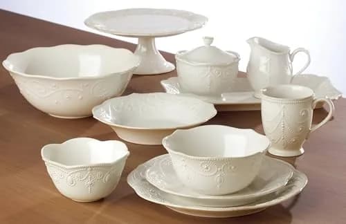 Lenox French Perle 12-Piece White Stoneware Dinnerware Set | Service for 4 thumbnail 6