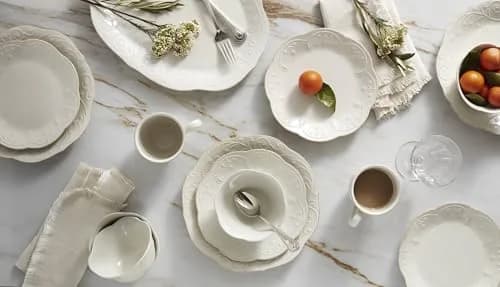 Lenox French Perle 12-Piece White Stoneware Dinnerware Set | Service for 4 thumbnail 7
