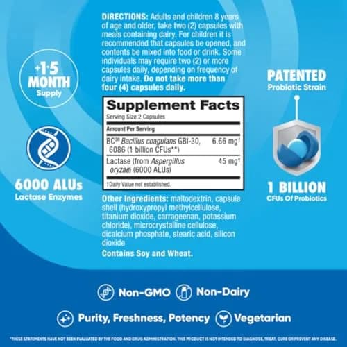 Digestive Advantage Probiotics + Lactase Digestive Enzymes for Digestive Health | Daily Support for Women & Men (96ct Pack of 4) thumbnail 7