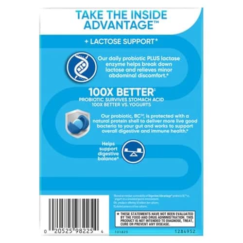 Digestive Advantage Probiotics + Lactase Digestive Enzymes for Digestive Health | Daily Support for Women & Men (96ct Pack of 4) thumbnail 3