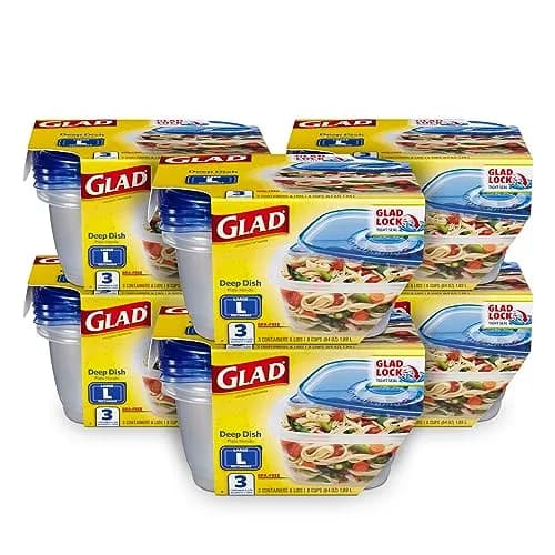 Glad Deep Dish Food Storage Containers 64 Oz | Leak-Proof, Microwave & Dishwasher Safe (3 Pack) thumbnail 1