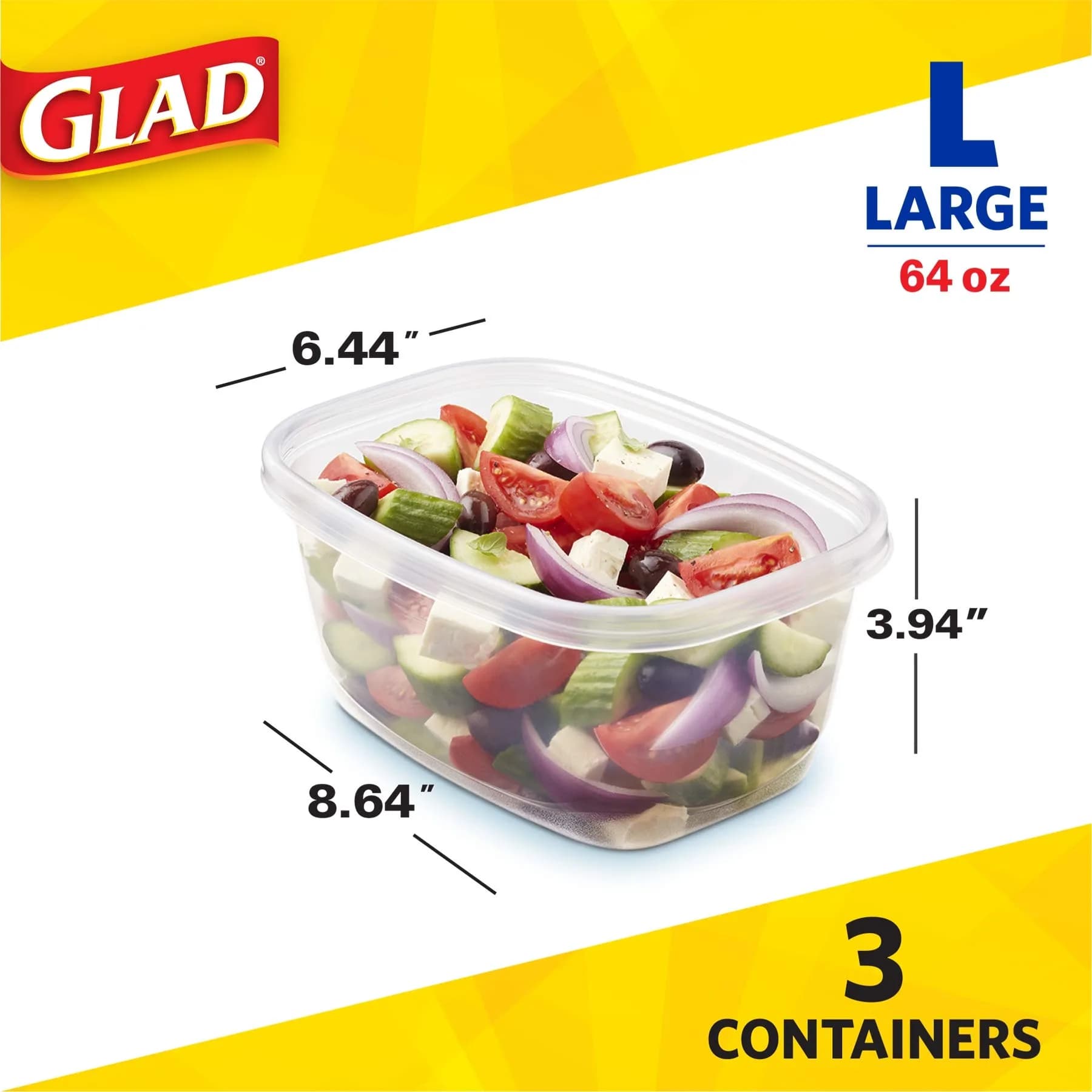 Glad GladWare 64 Oz Rectangle Food Storage Containers with Leak-Resistant Lids, Single Container - view 2