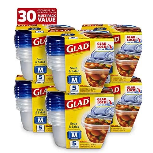 GladWare To-Go Medium Rectangle Containers - 24 Oz (30 Count) - Airtight & Leak-Resistant thumbnail 1