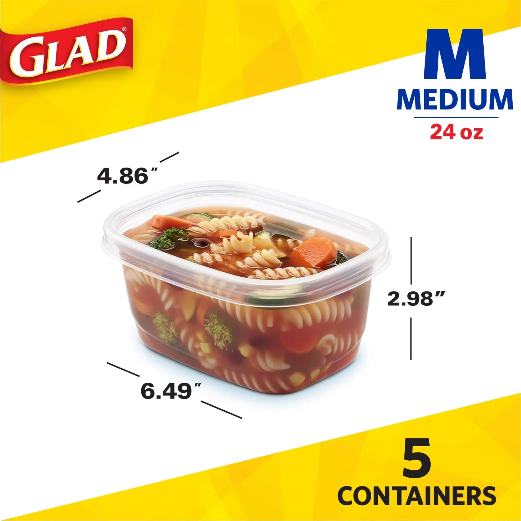 GladWare To-Go Medium Rectangle Containers - 24 Oz (30 Count) - Airtight & Leak-Resistant - view 2