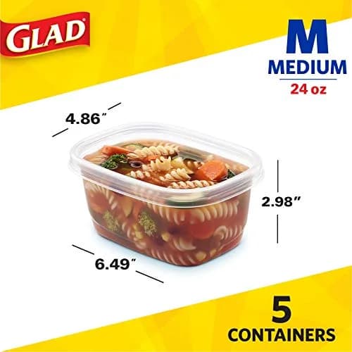 GladWare To-Go Medium Rectangle Containers - 24 Oz (30 Count) - Airtight & Leak-Resistant thumbnail 2