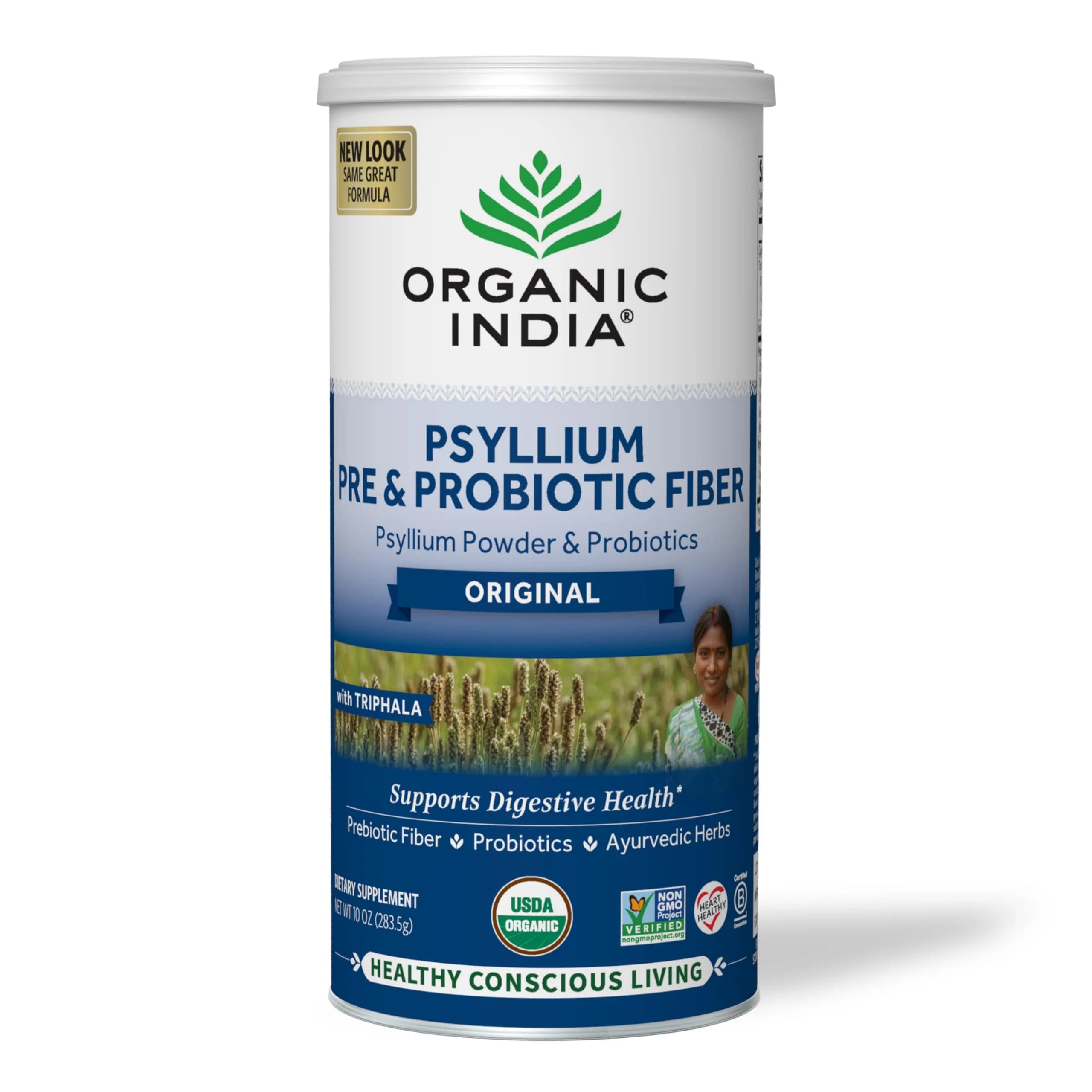 ORGANIC INDIA Psyllium Husk Powder 10 Oz | USDA Organic, Gluten Free, Dietary Fiber Support — Original